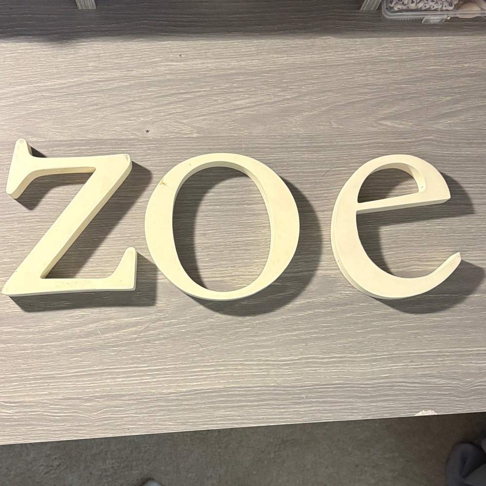 Cream Decorative Letters 'ZOE'